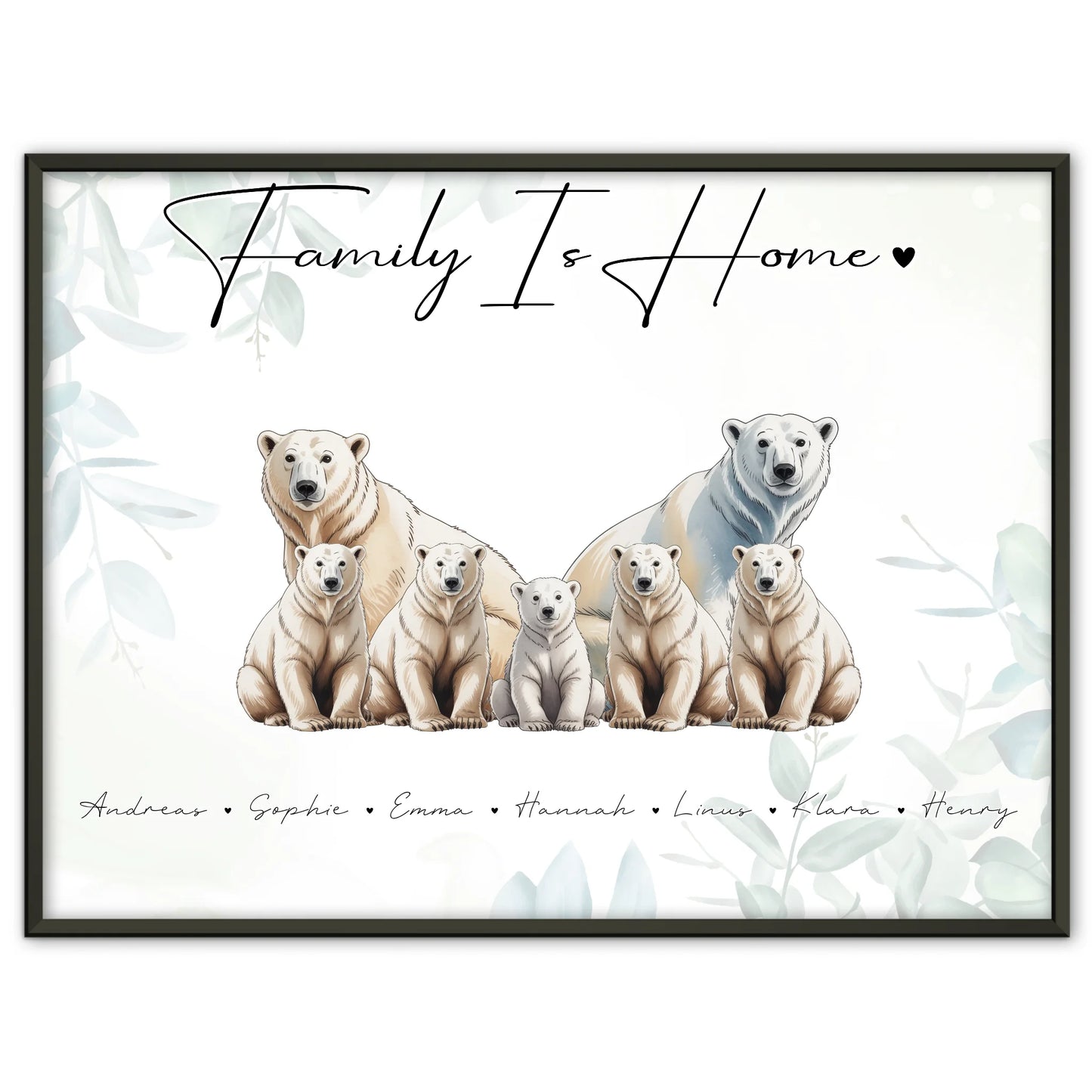 Familie Personalisiert Poster Eisbär Familienporträt Geschenk für Oma Opa Mama Papa