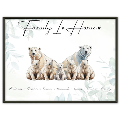 Familie Personalisiert Poster Eisbär Familienporträt Geschenk für Oma Opa Mama Papa