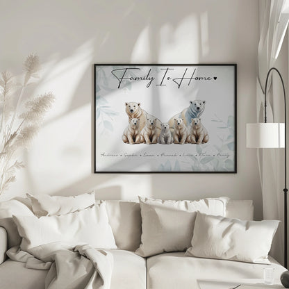 Familie Personalisiert Poster Eisbär Familienporträt Geschenk für Oma Opa Mama Papa