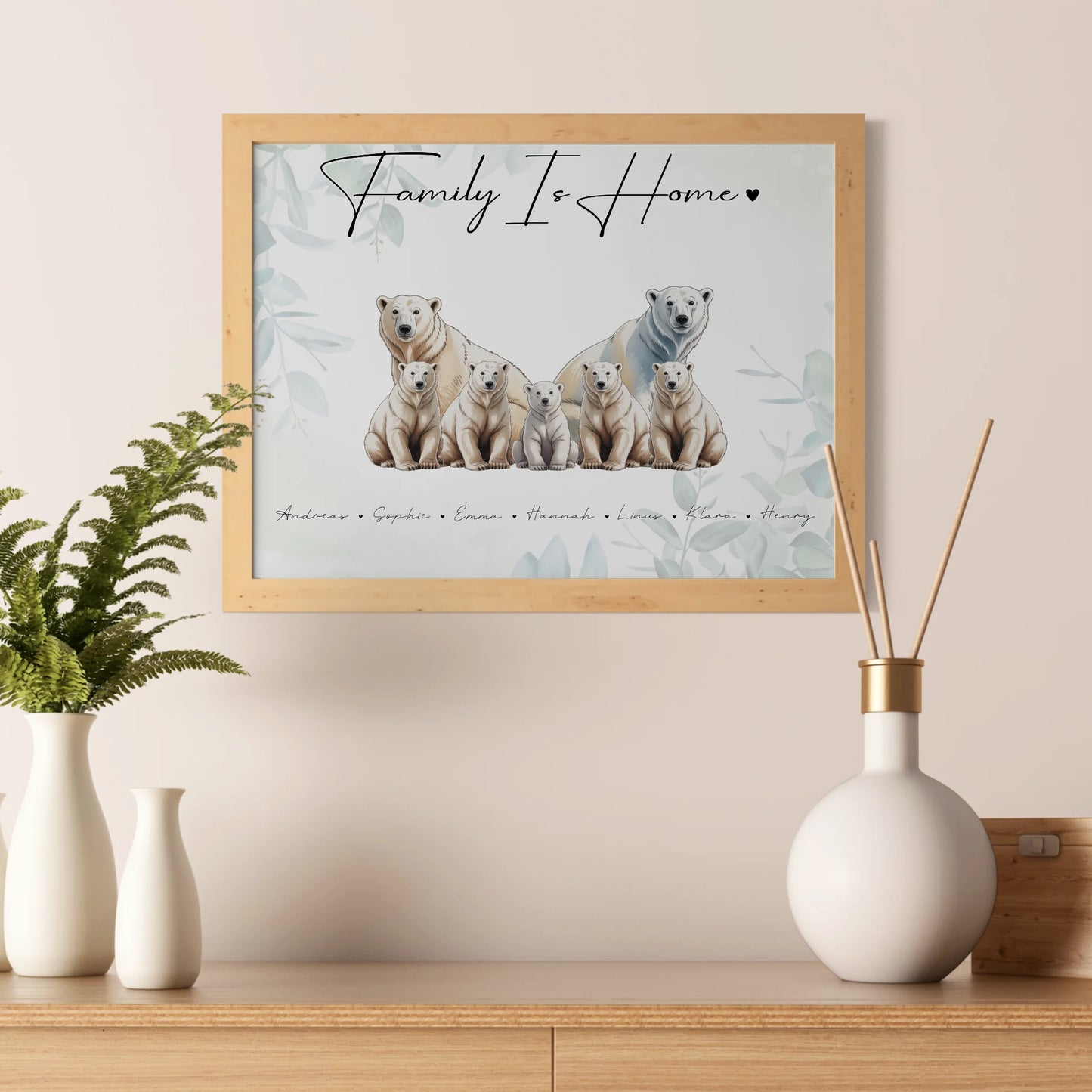 Familie Personalisiert Poster Eisbär Familienporträt Geschenk für Oma Opa Mama Papa