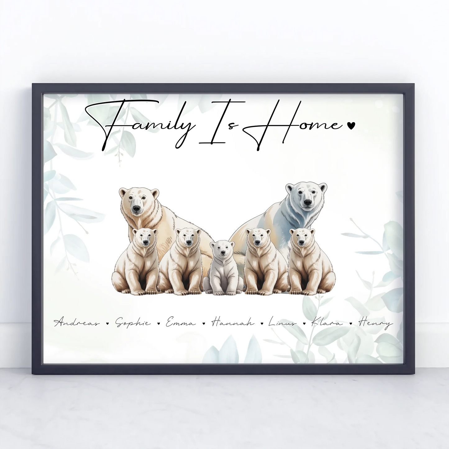 Familie Personalisiert Poster Eisbär Familienporträt Geschenk für Oma Opa Mama Papa