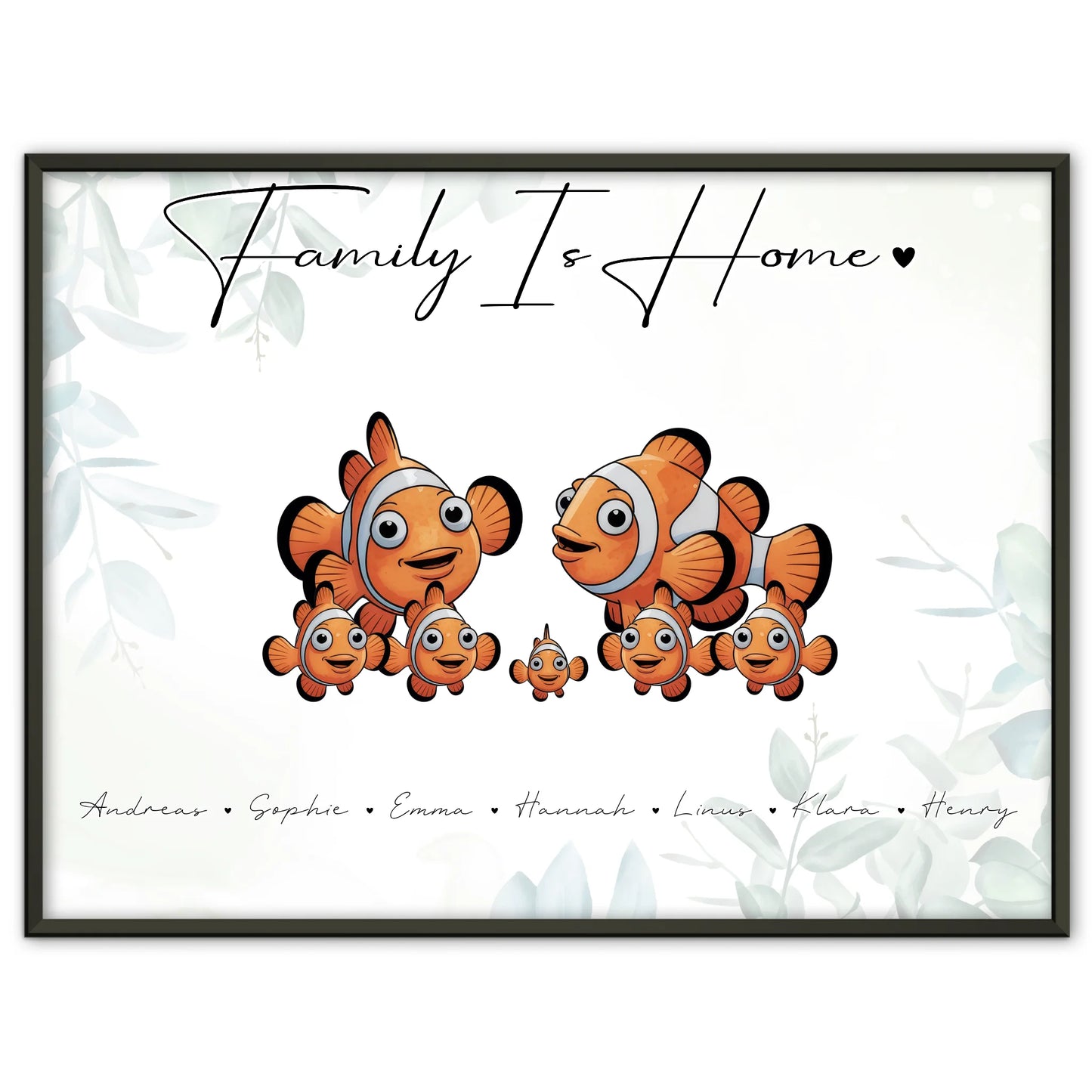 Poster Familie Namen Clownfisch Familienporträt Geschenk für Papa Mama Oma Opa