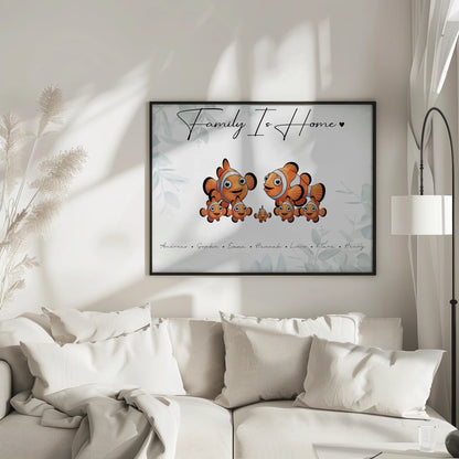 Poster Familie Namen Clownfisch Familienporträt Geschenk für Papa Mama Oma Opa