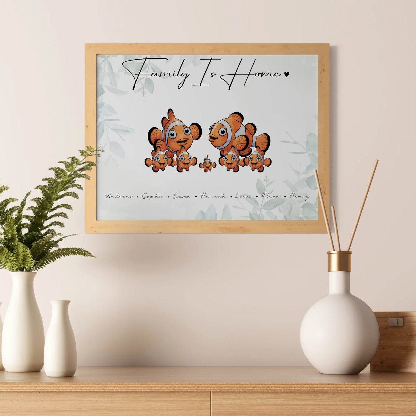 Poster Familie Namen Clownfisch Familienporträt Geschenk für Papa Mama Oma Opa