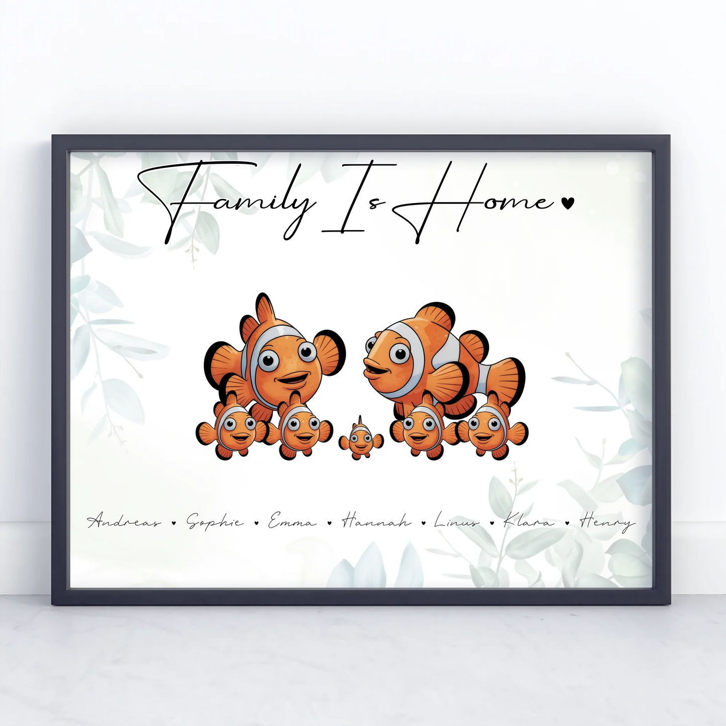 Poster Familie Namen Clownfisch Familienporträt Geschenk für Papa Mama Oma Opa