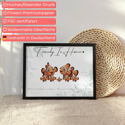 Poster Familie Namen Clownfisch Familienporträt Geschenk für Papa Mama Oma Opa