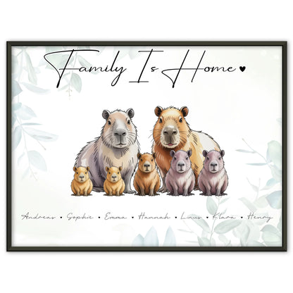 Familien Poster Personalisiert Capybara Familienporträt Geschenk für Mama Papa Oma Opa
