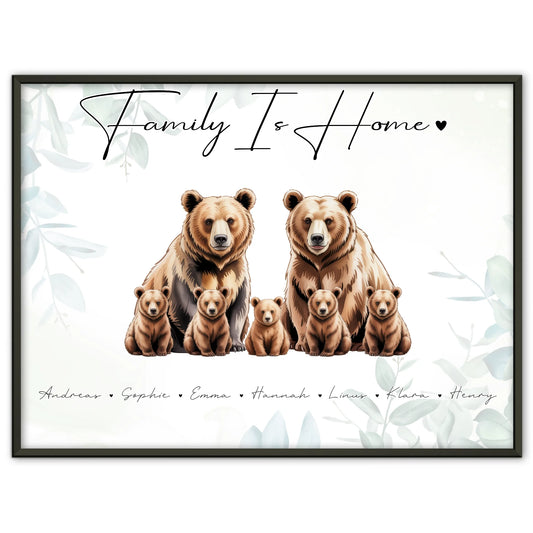 Familienposter Bären Familienporträt Geschenk für Oma Opa Mama Papa