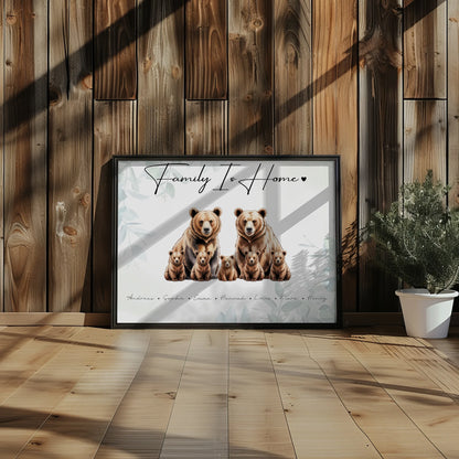 Familienposter Bären Familienporträt Geschenk für Oma Opa Mama Papa