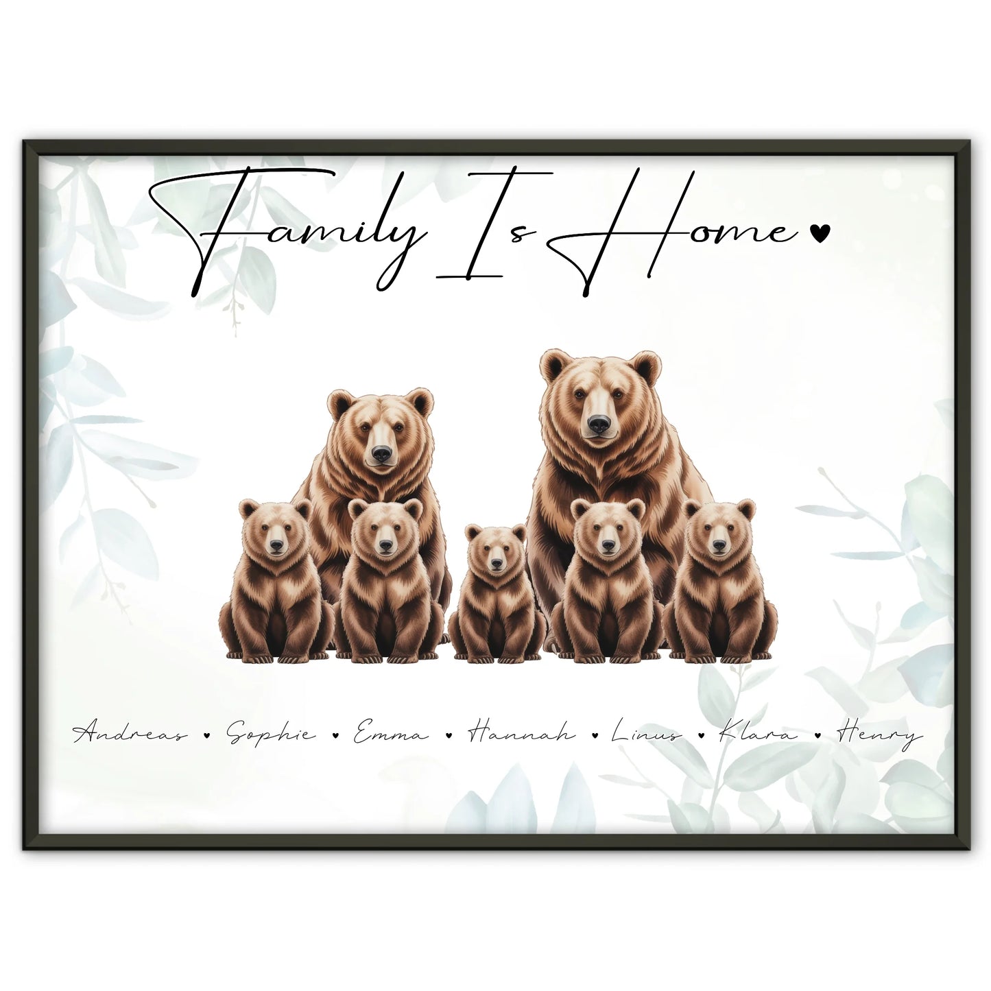 Poster Family Braunbären Familienporträt Geschenk für Papa Mama Oma Opa
