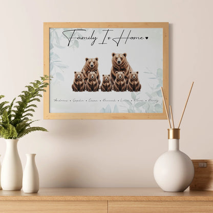 Poster Family Braunbären Familienporträt Geschenk für Papa Mama Oma Opa
