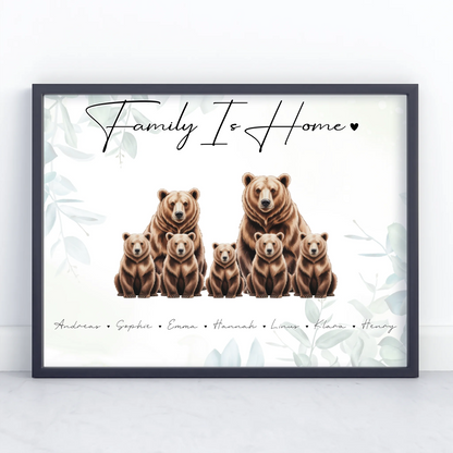 Poster Family Braunbären Familienporträt Geschenk für Papa Mama Oma Opa
