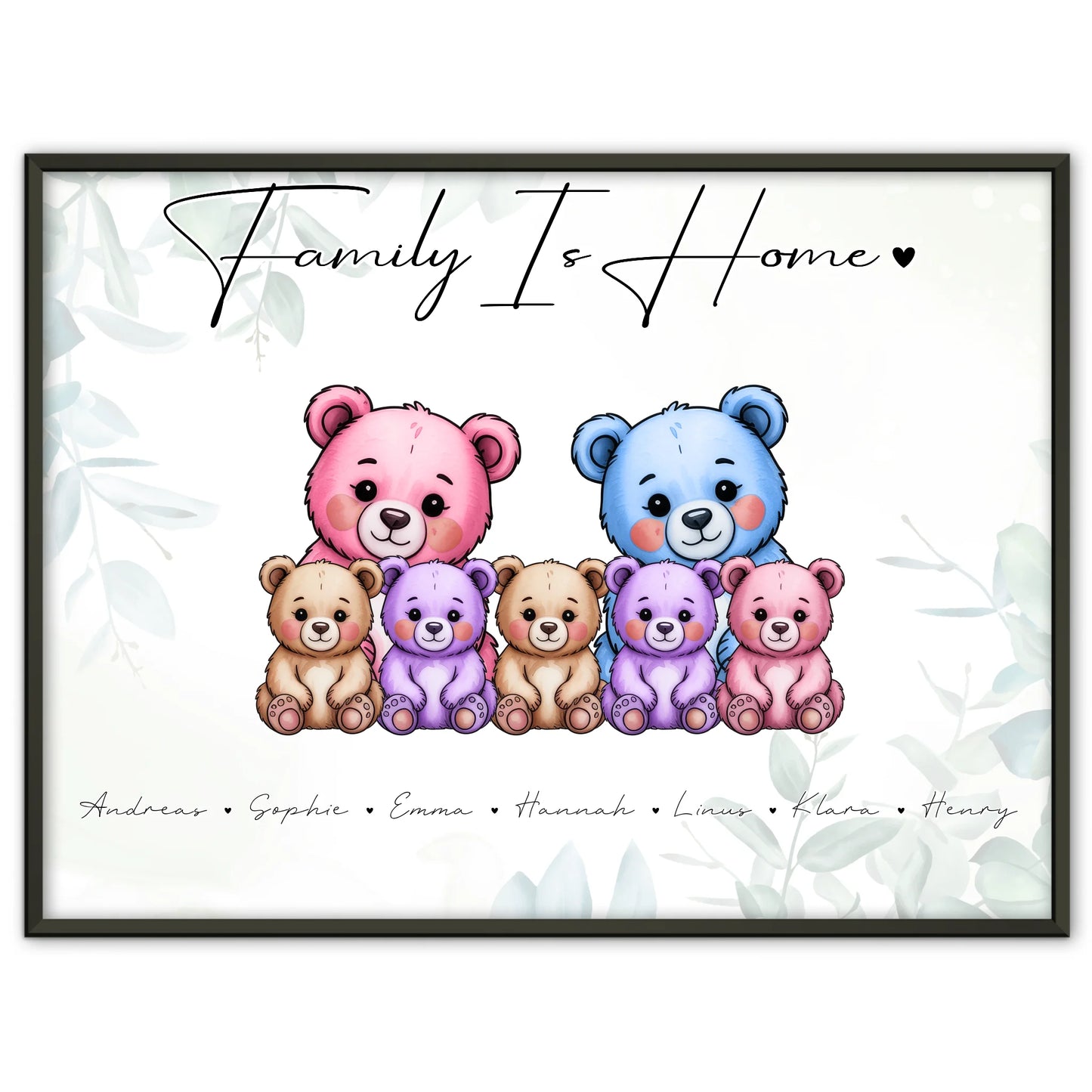 Familien Poster Bärchen Familienporträt Geschenk für Mama Papa Oma Opa