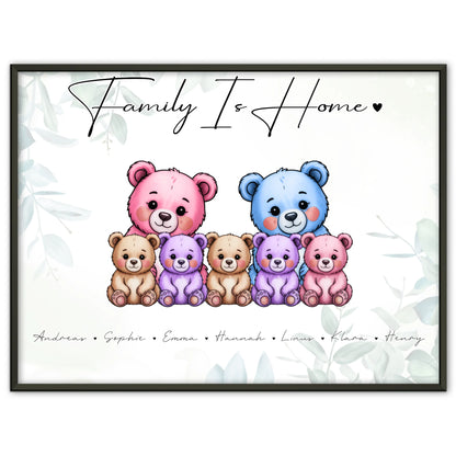 Familien Poster Bärchen Familienporträt Geschenk für Mama Papa Oma Opa