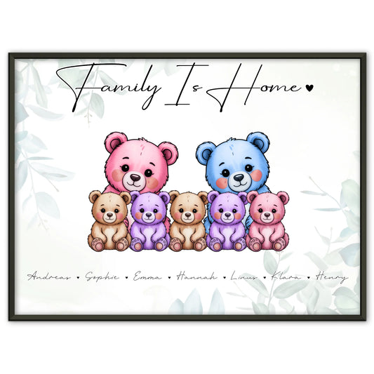 Familien Poster Bärchen Familienporträt Geschenk für Mama Papa Oma Opa