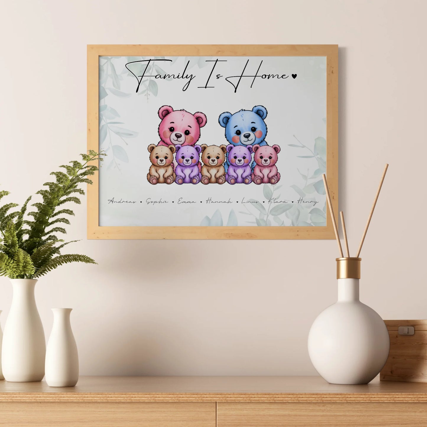 Familien Poster Bärchen Familienporträt Geschenk für Mama Papa Oma Opa