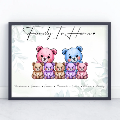 Familien Poster Bärchen Familienporträt Geschenk für Mama Papa Oma Opa