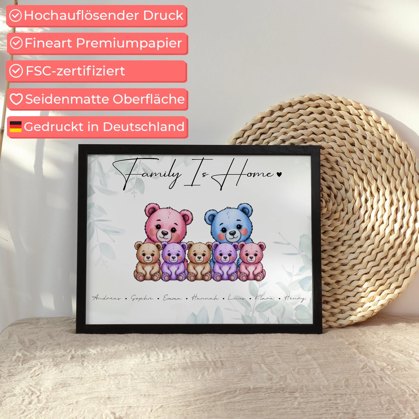 Familien Poster Bärchen Familienporträt Geschenk für Mama Papa Oma Opa