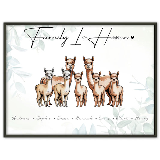 Familienposter Alpaka Familienporträt Geschenk für Oma Opa Mama Papa