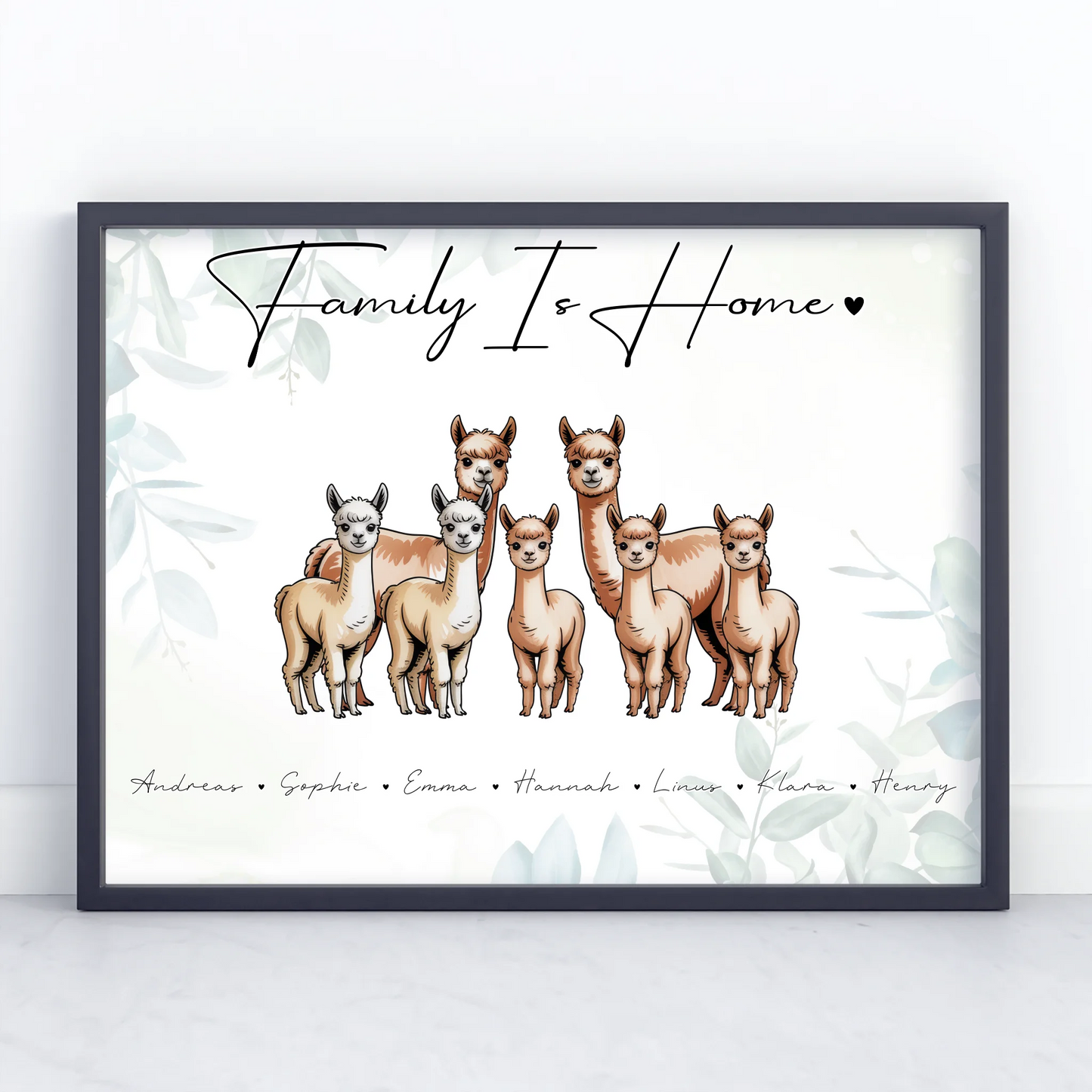 Familienposter Alpaka Familienporträt Geschenk für Oma Opa Mama Papa