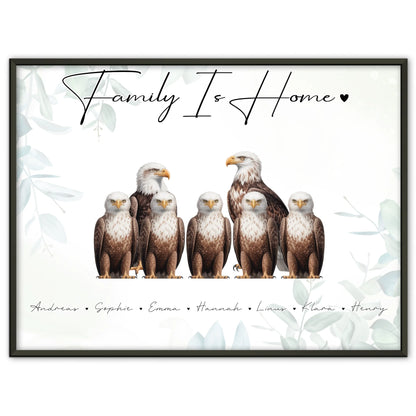 Poster Familie Personalisiert Adler Familienporträt Geschenk für Papa Mama Oma Opa