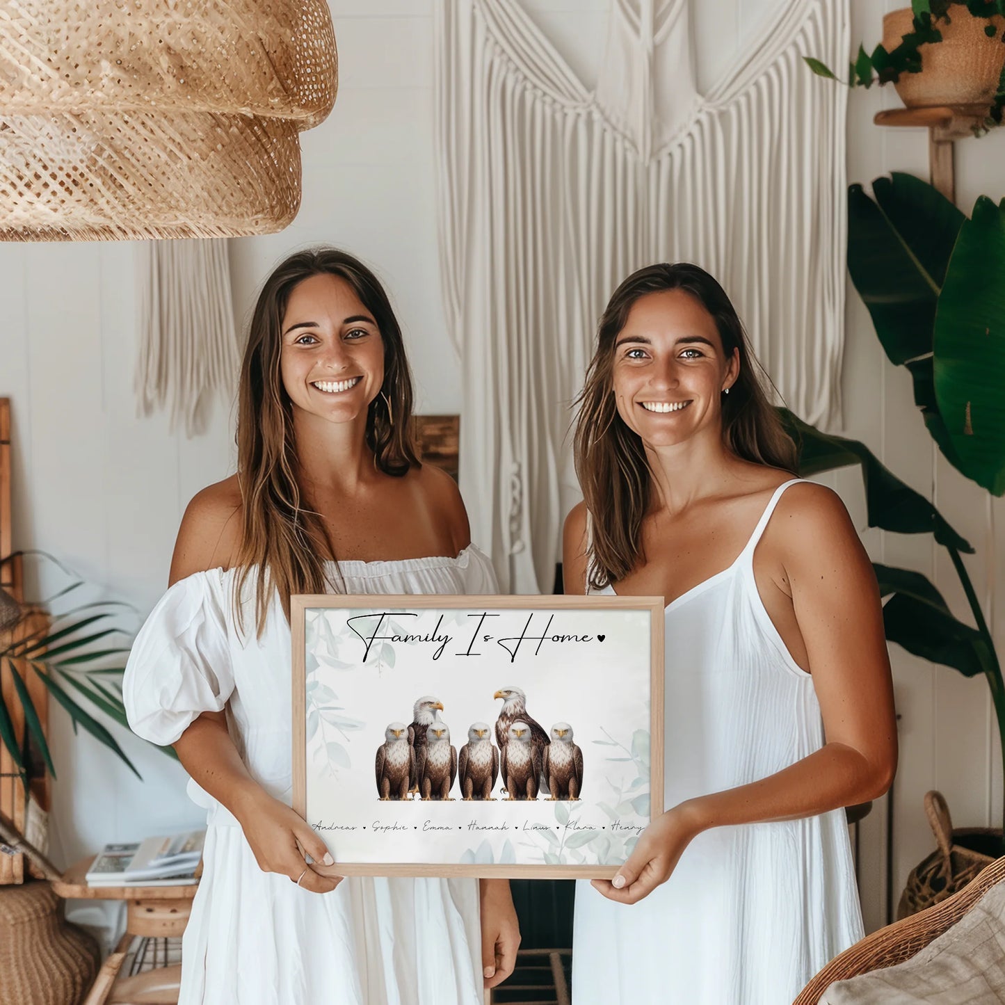 Poster Familie Personalisiert Adler Familienporträt Geschenk für Papa Mama Oma Opa