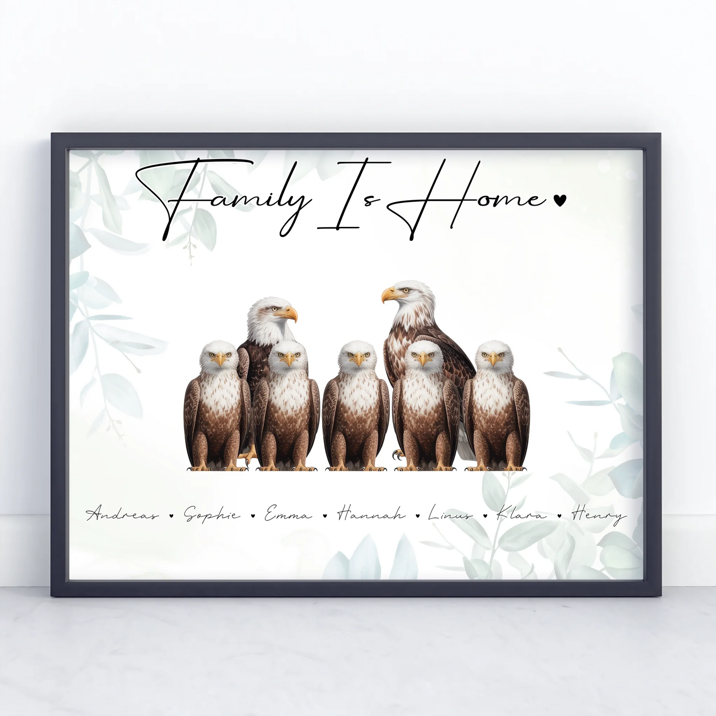 Poster Familie Personalisiert Adler Familienporträt Geschenk für Papa Mama Oma Opa