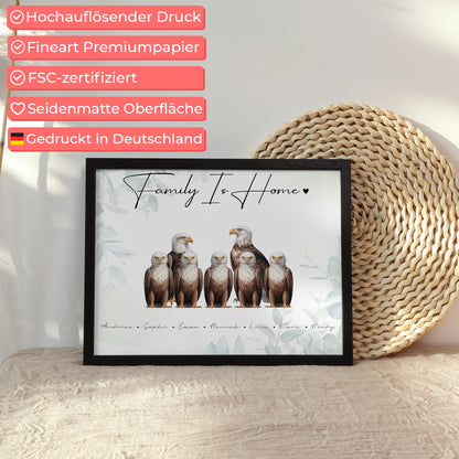 Poster Familie Personalisiert Adler Familienporträt Geschenk für Papa Mama Oma Opa