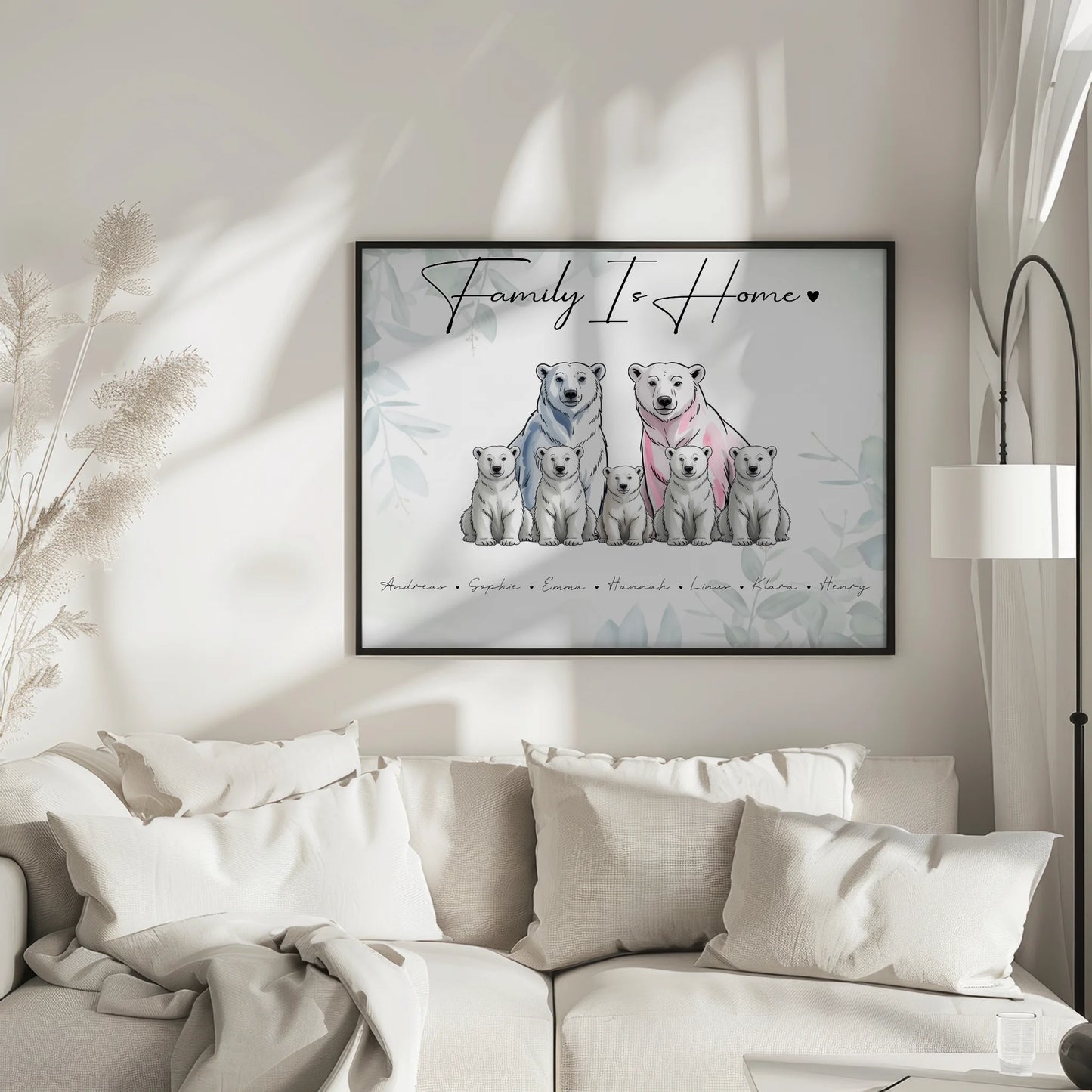 Familie Personalisiert Poster Eisbären Familienporträt Geschenk für Mama Papa Oma Opa