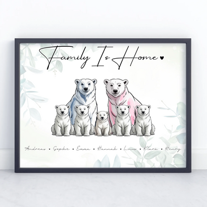 Familie Personalisiert Poster Eisbären Familienporträt Geschenk für Mama Papa Oma Opa