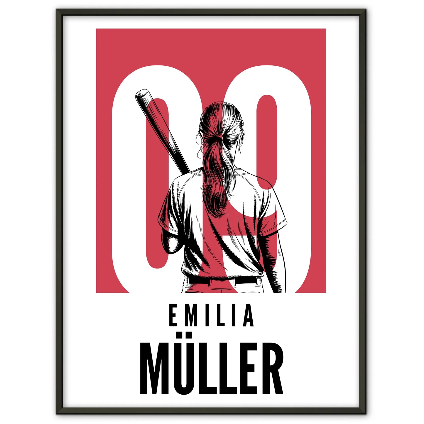 Personalisiertes Poster Baseball Baseballspielerin Geschenk für Tocher Mama Tante Freundin