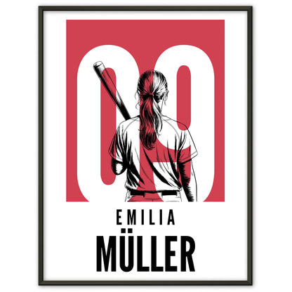 Personalisiertes Poster Baseball Baseballspielerin Geschenk für Tocher Mama Tante Freundin