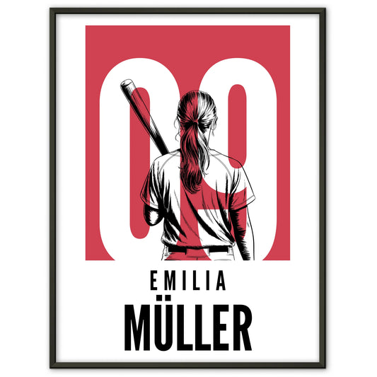 Personalisiertes Poster Baseball Baseballspielerin Geschenk für Tocher Mama Tante Freundin