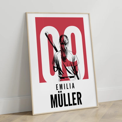 Personalisiertes Poster Baseball Baseballspielerin Geschenk für Tocher Mama Tante Freundin