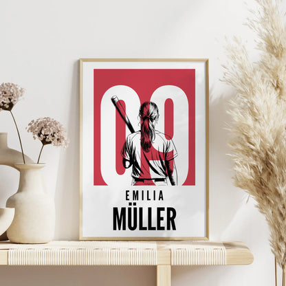 Personalisiertes Poster Baseball Baseballspielerin Geschenk für Tocher Mama Tante Freundin