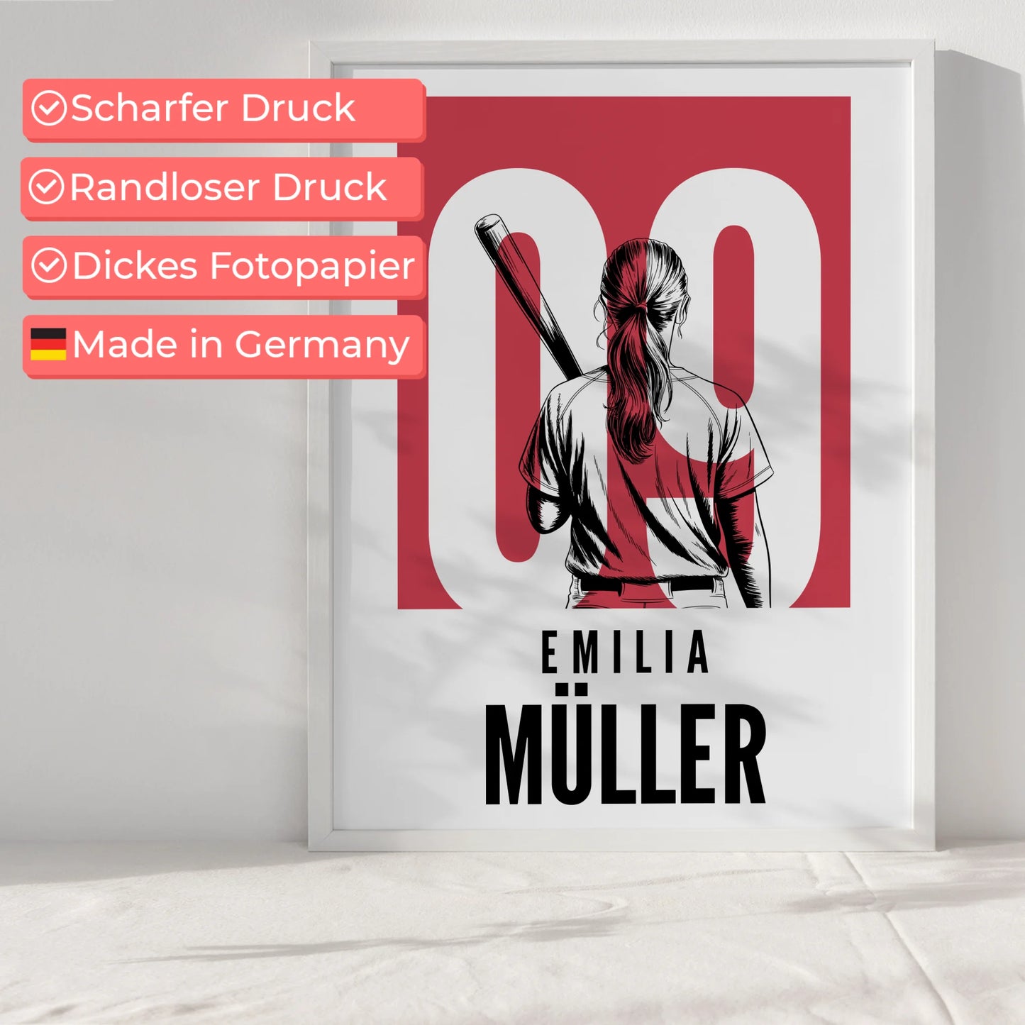 Personalisiertes Poster Baseball Baseballspielerin Geschenk für Tocher Mama Tante Freundin