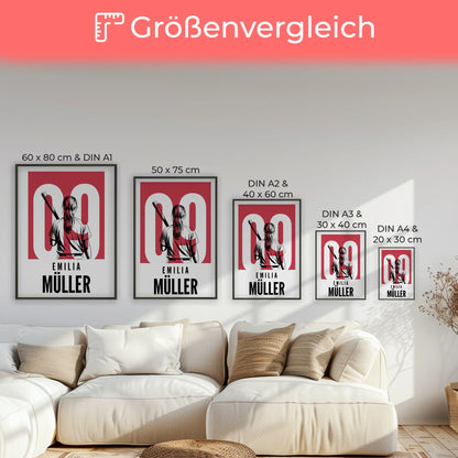 Personalisiertes Poster Baseball Baseballspielerin Geschenk für Tocher Mama Tante Freundin