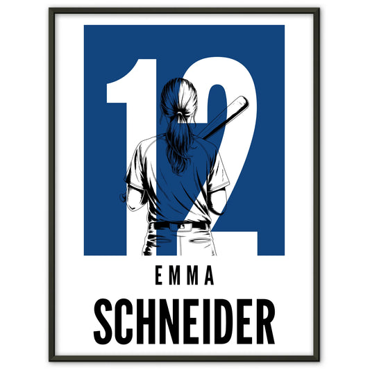 Sport Poster Baseball Baseballspielerin Geschenk für Tochter