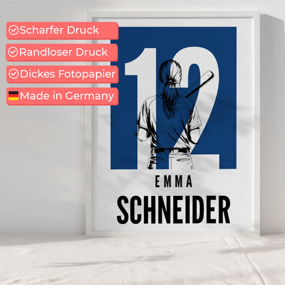 Sport Poster Baseball Baseballspielerin Geschenk für Tochter