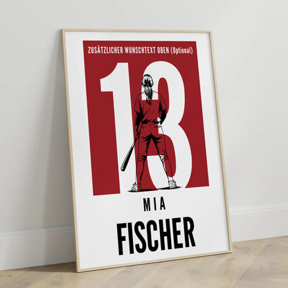 Poster Baseball Baseballspielerin Geschenk für Mädchen Turnier