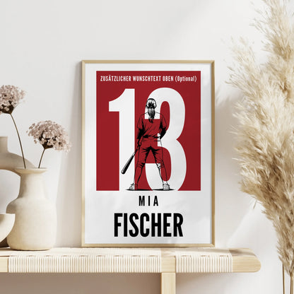 Poster Baseball Baseballspielerin Geschenk für Mädchen Turnier