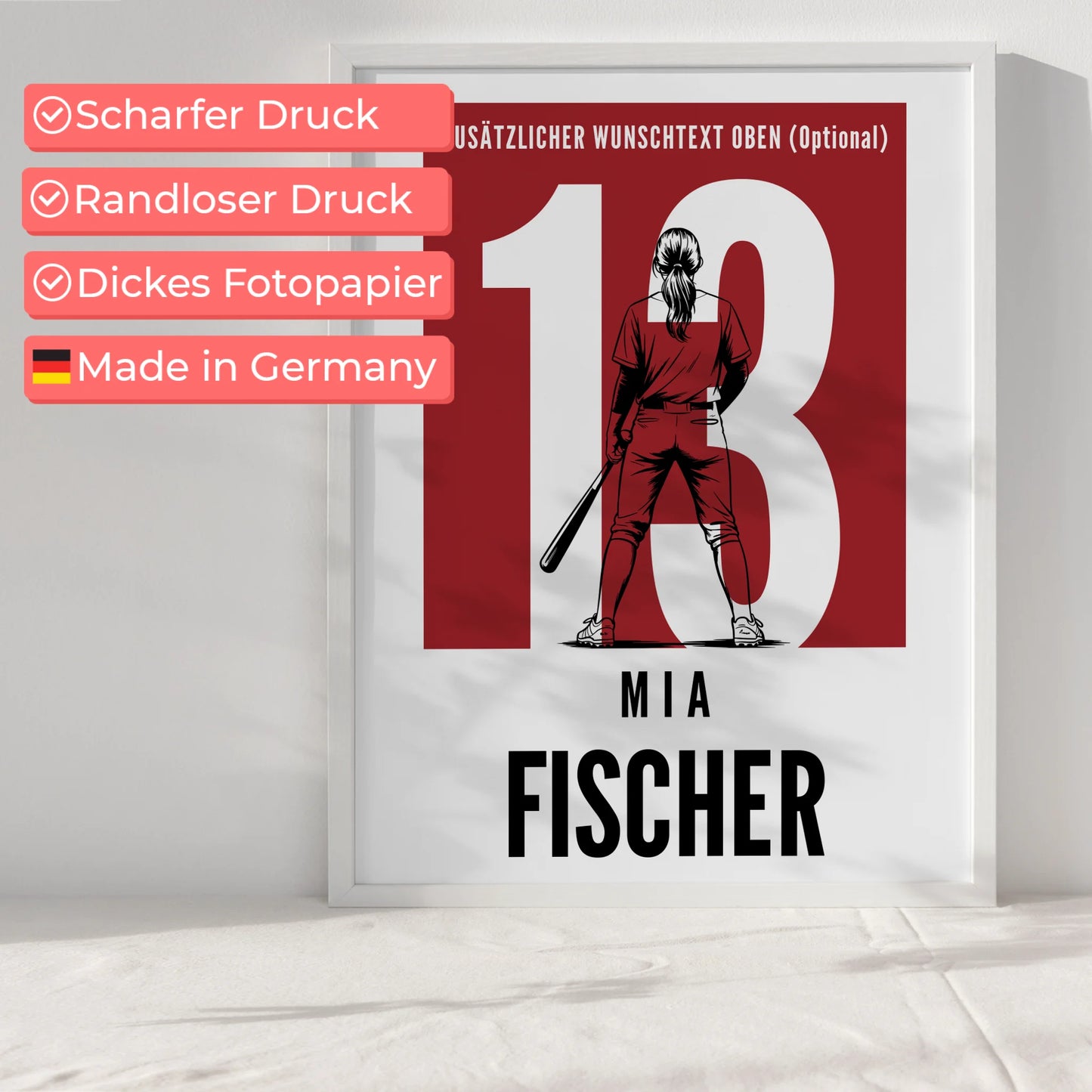 Poster Baseball Baseballspielerin Geschenk für Mädchen Turnier