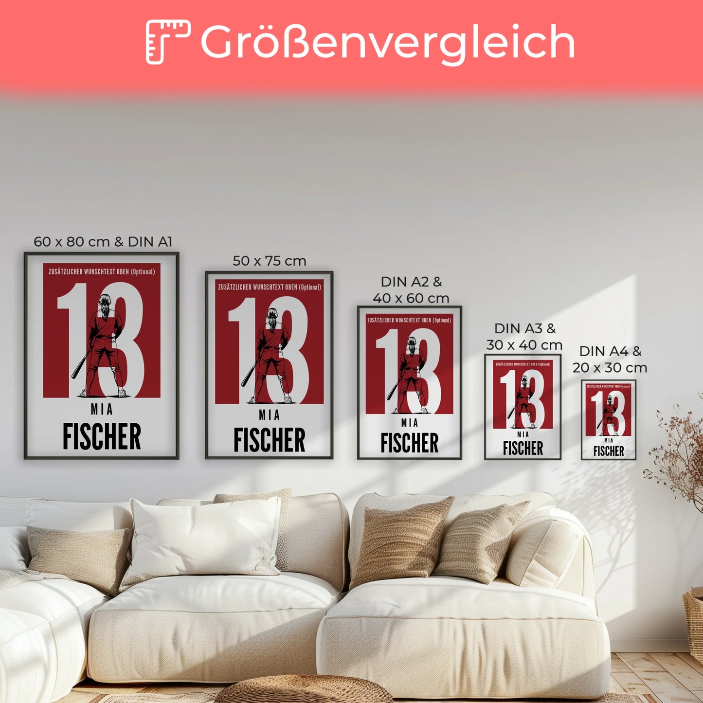 Poster Baseball Baseballspielerin Geschenk für Mädchen Turnier