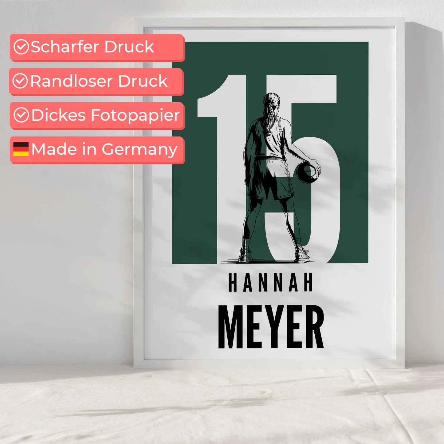 Personalisiertes Poster Basketball Basketballerin Geschenk für Mädchen Turnier Urkunde