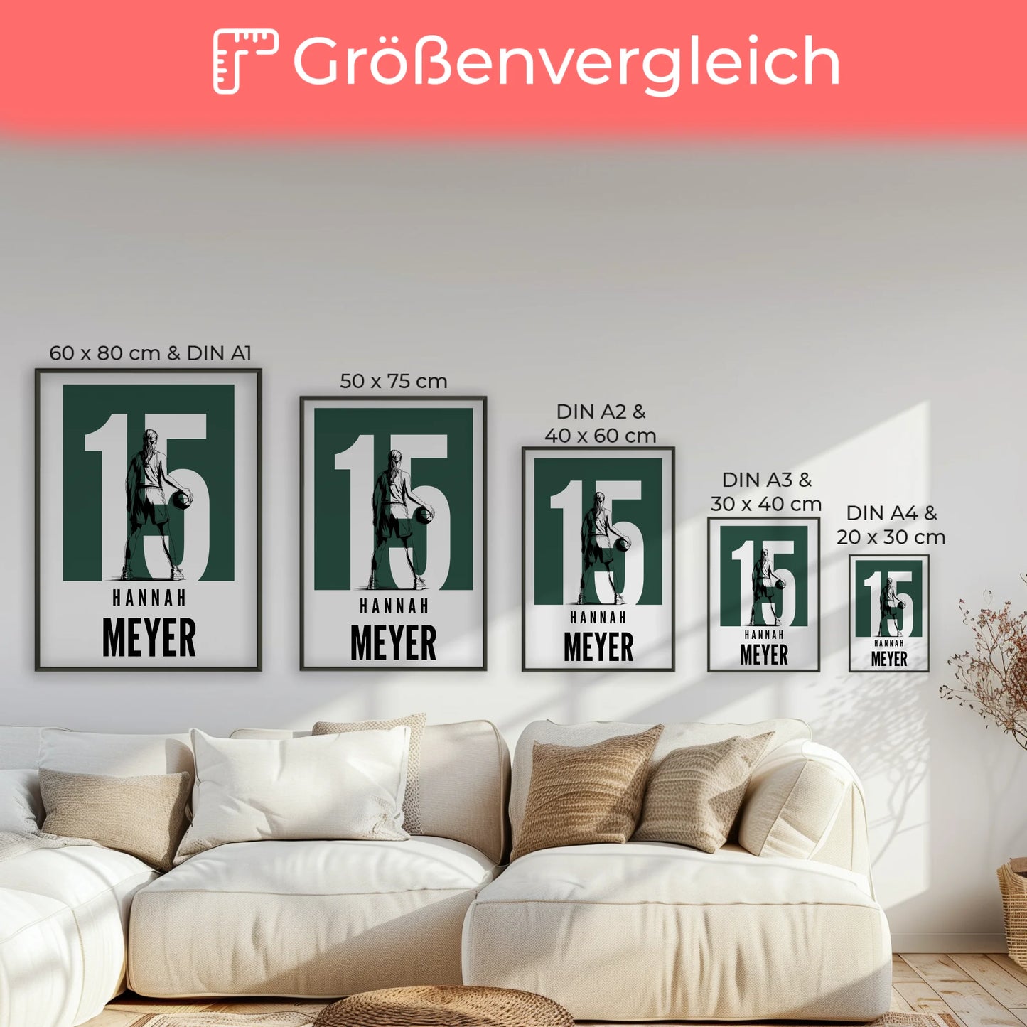 Personalisiertes Poster Basketball Basketballerin Geschenk für Mädchen Turnier Urkunde