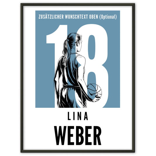 Poster Personalisiert Basketball Basketballerin Geschenk für Tocher Mama Tante Freundin