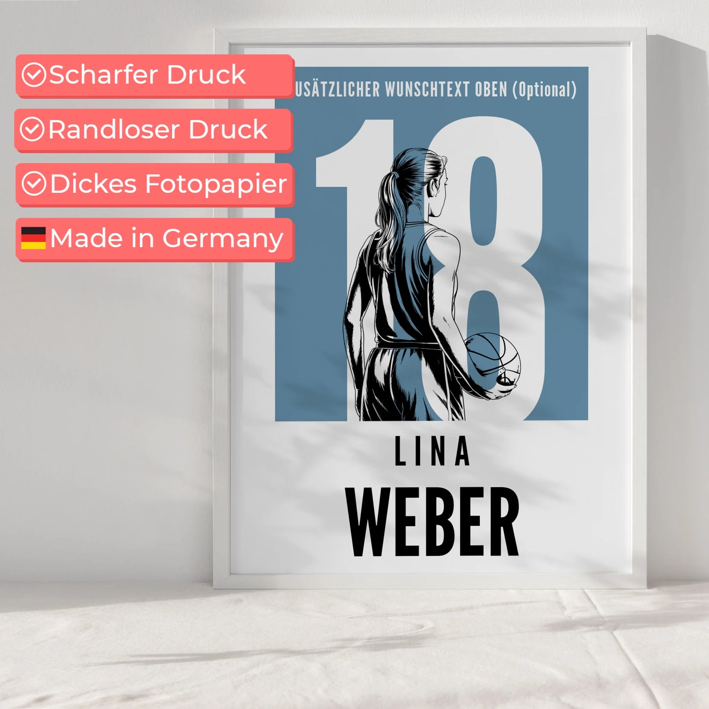 Poster Personalisiert Basketball Basketballerin Geschenk für Tocher Mama Tante Freundin