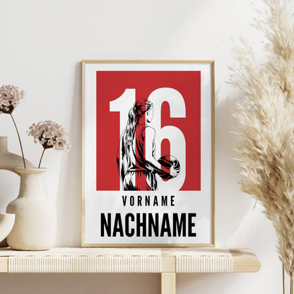 Sport Poster Basketball Basketballerin Geschenk für Tocher Freundin