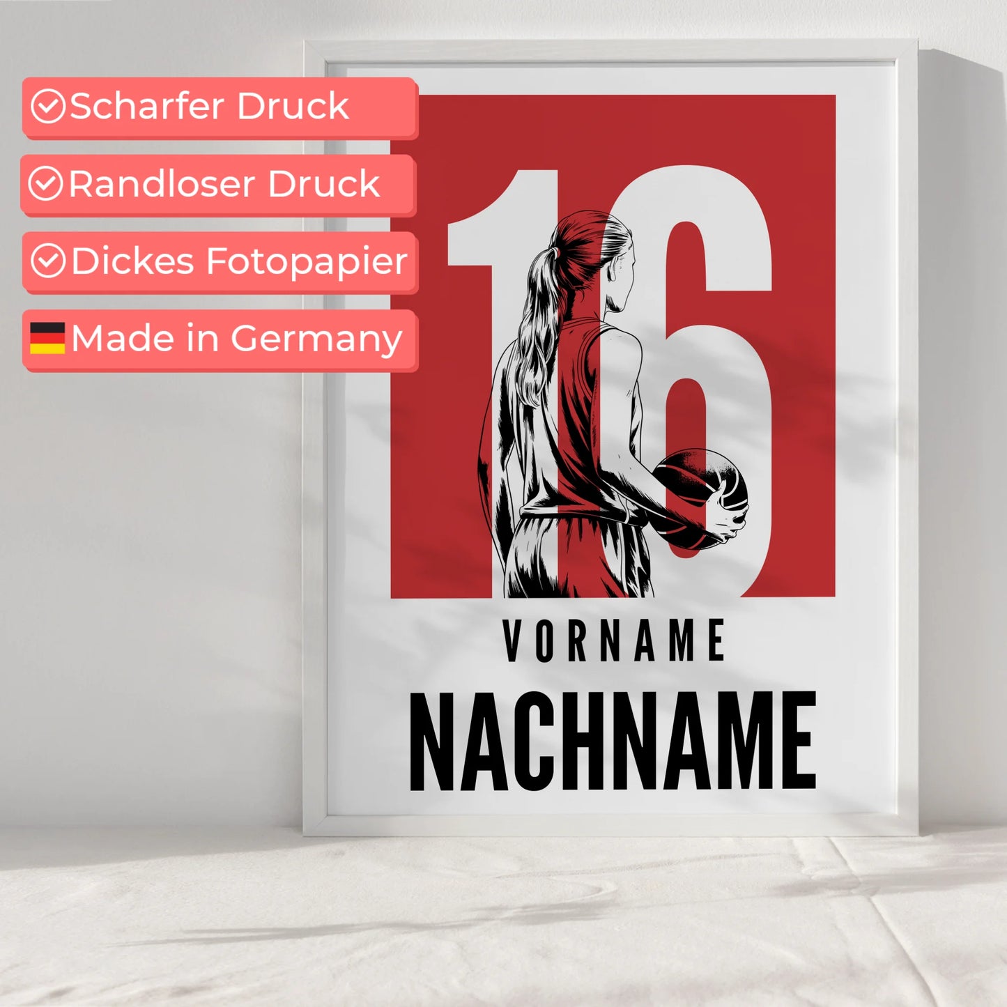 Sport Poster Basketball Basketballerin Geschenk für Tocher Freundin