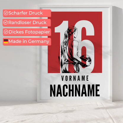 Sport Poster Basketball Basketballerin Geschenk für Tocher Freundin